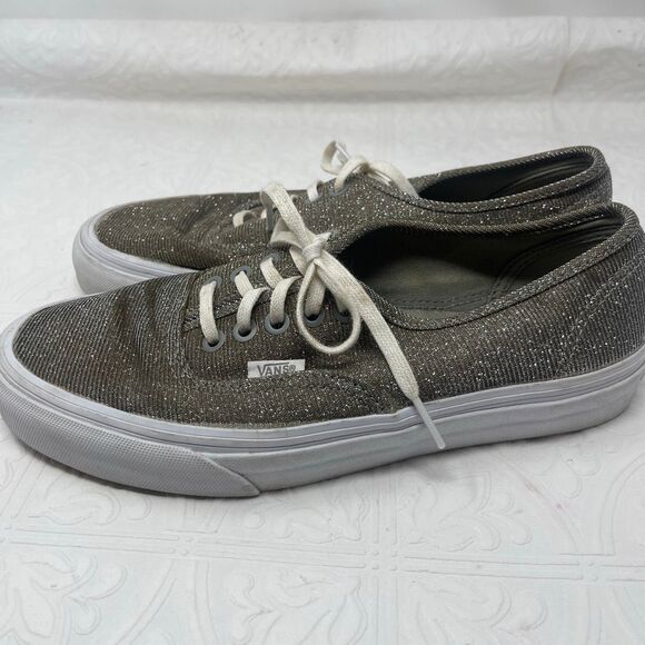 Vans Silver Gold Glitter Shimmer Lace Up Low Top Casual Sneakers Shoes Size 8 - Picture 2 of 7
